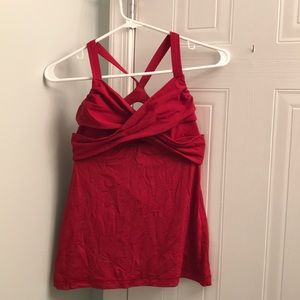 Red criss cross tank top racerback